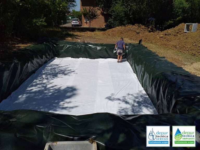 Copertura del Bacino Impermeabile per la Fitodepurazione ad Albinea, Reggio Emilia | DEPURTECNICA