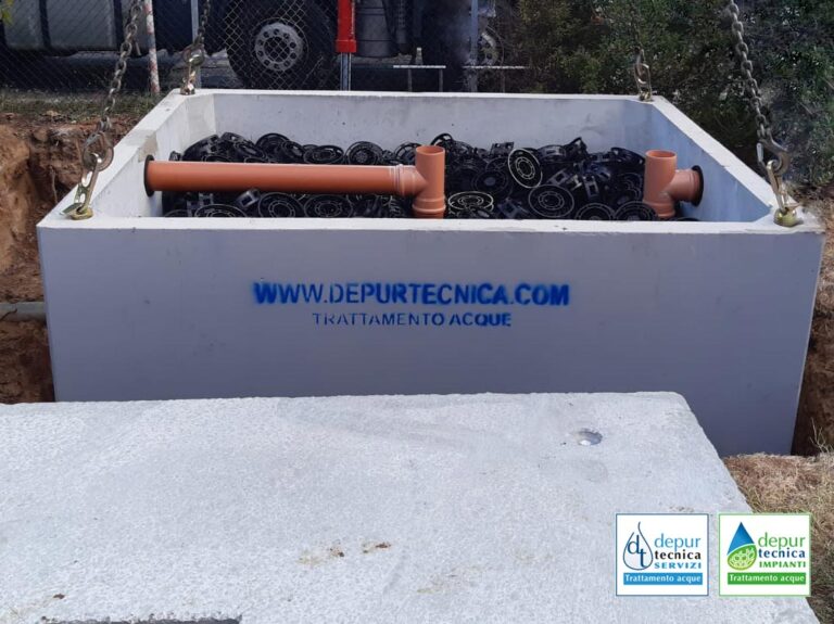 Vasca con Filtri Percolatori Anaerobici per Depurazione Acque dai Batteri, Bibbiano | DEPURTECNICA